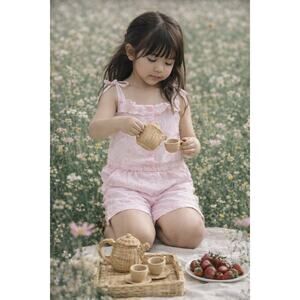 Like New Baby Gap Breezy Linen Ruffled Playsuit Romper 4